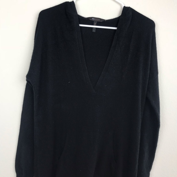 BcbgMaxazria Black Cashmere Oversized V Neck Tunic - Picture 3 of 7